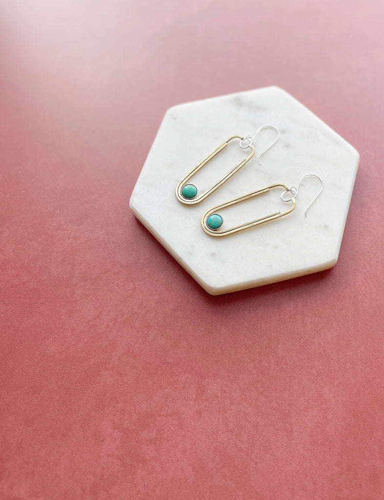 Turquoise Deco Earrings-Earrings-Betina Roza