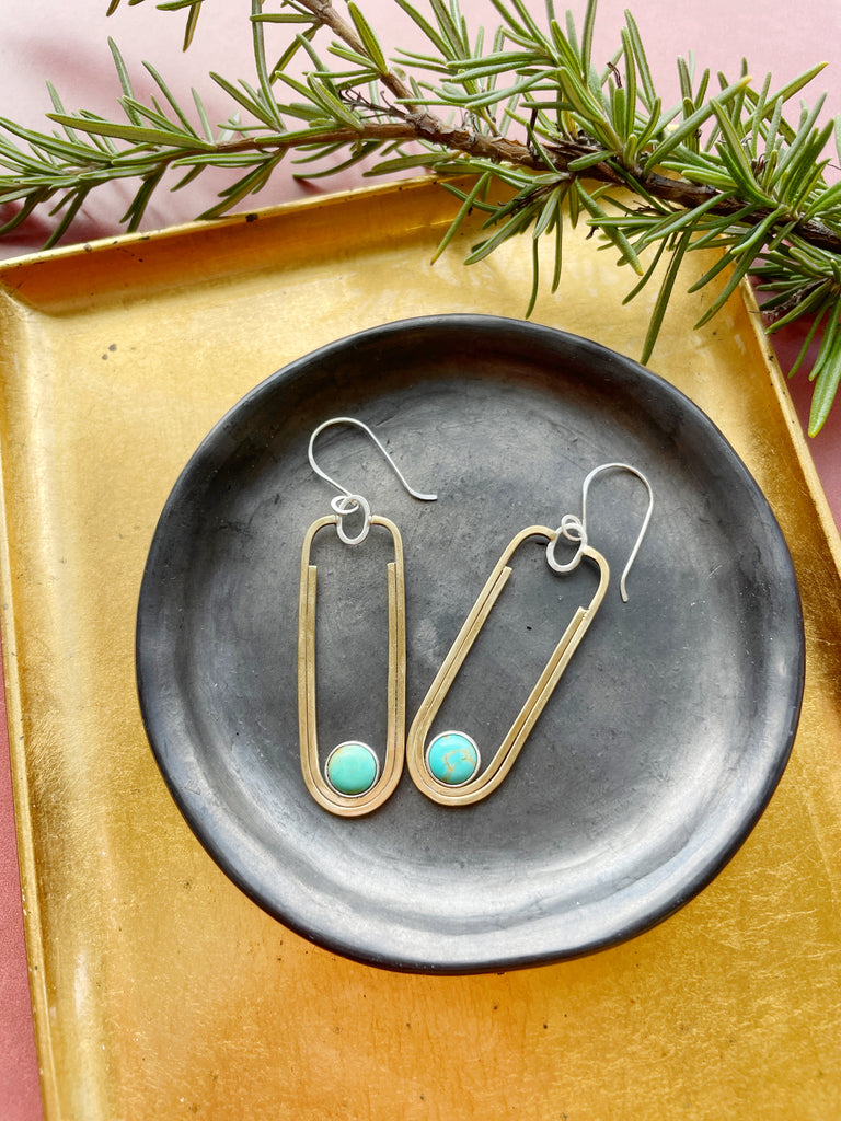 Turquoise Deco Earrings-Earrings-Betina Roza