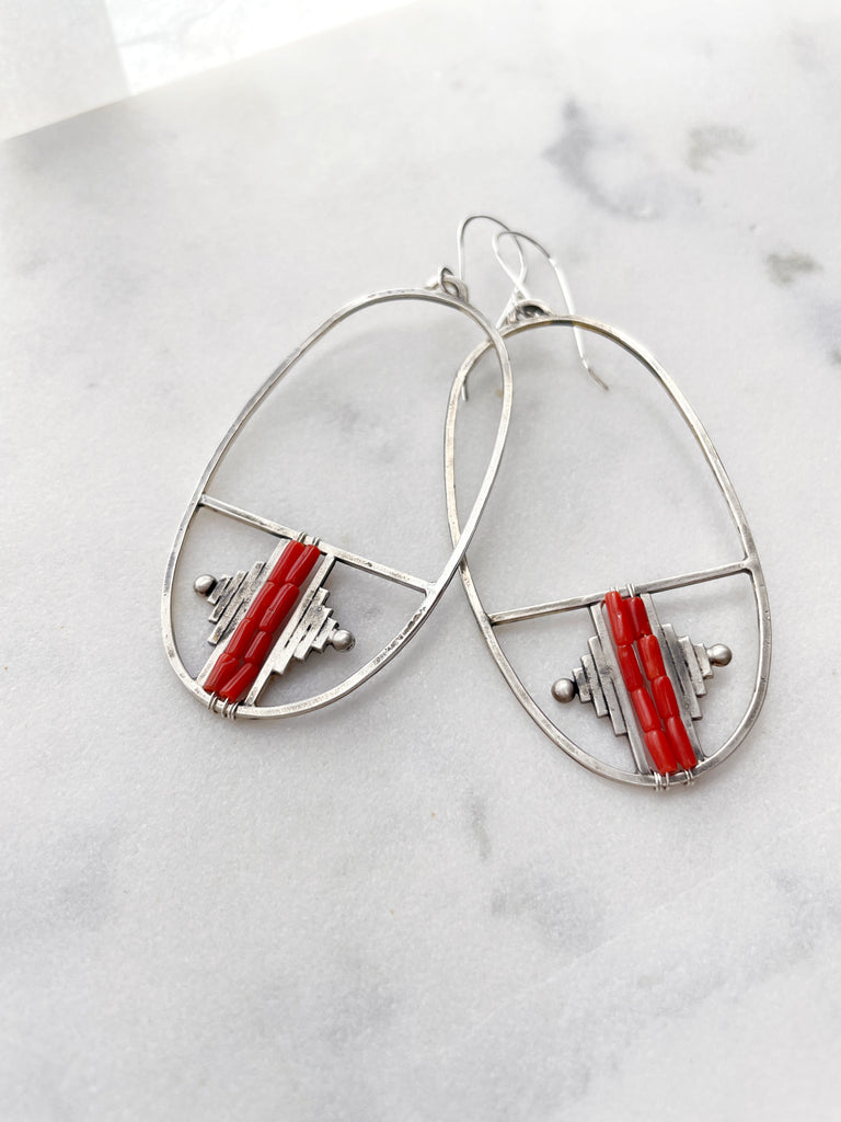 Summer Collection Silver and Coral Earrings-Earrings-Betina Roza