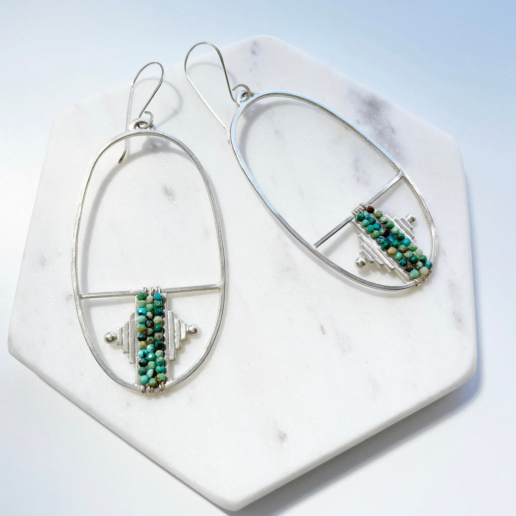Summer Collection Silver and Turquoise Earrings-Betina Roza