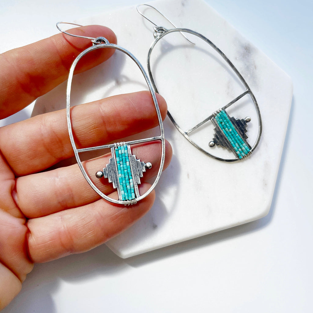 Summer Collection Silver and Turquoise Earrings-Betina Roza