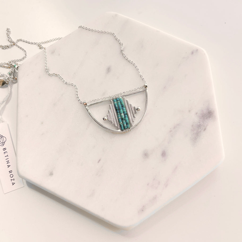 Summer Collection Silver & Turquoise Pendant-Necklace-Betina Roza
