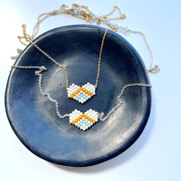 Summer Vibes Beaded Heart Necklace