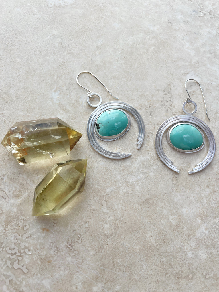 Silver & Turquoise Earrings-Earrings-Betina Roza