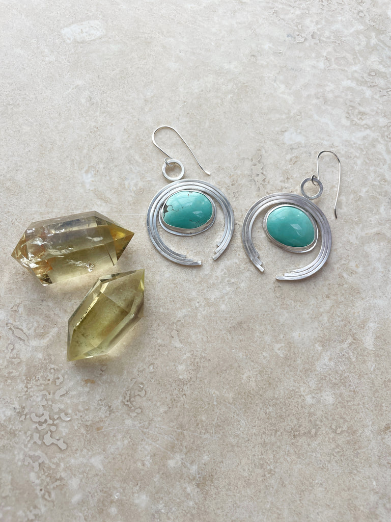 Silver & Turquoise Earrings-Earrings-Betina Roza