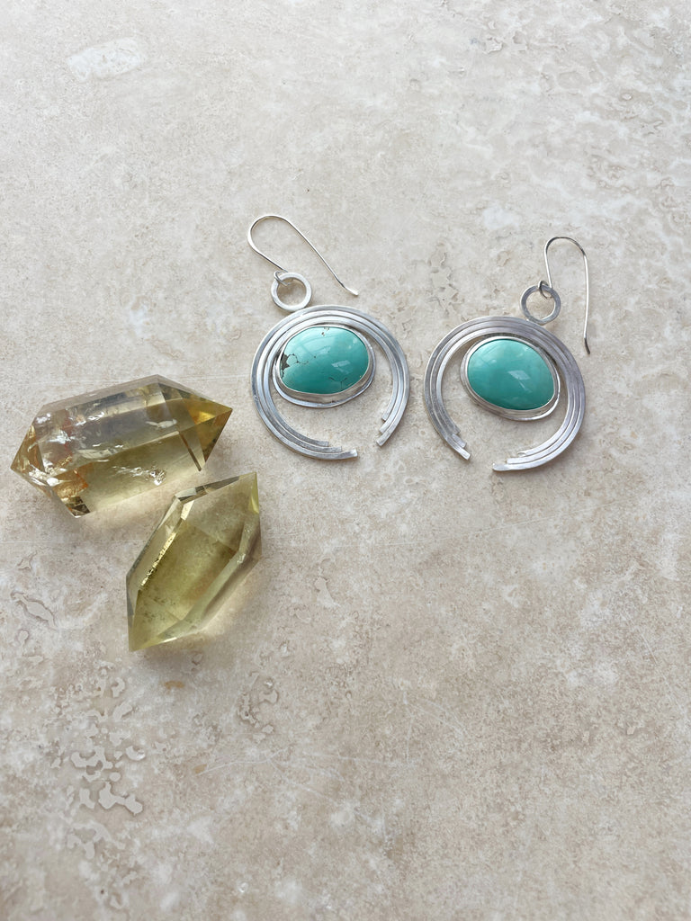 Silver & Turquoise Earrings-Earrings-Betina Roza