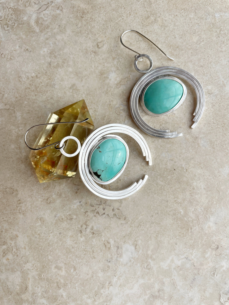 Silver & Turquoise Earrings-Earrings-Betina Roza