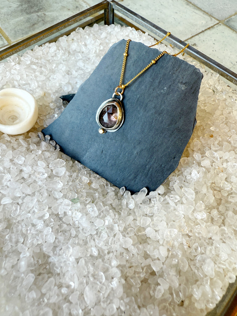 Watermelon Tourmaline 14K Gold and Silver Pendant Necklace-Betina Roza