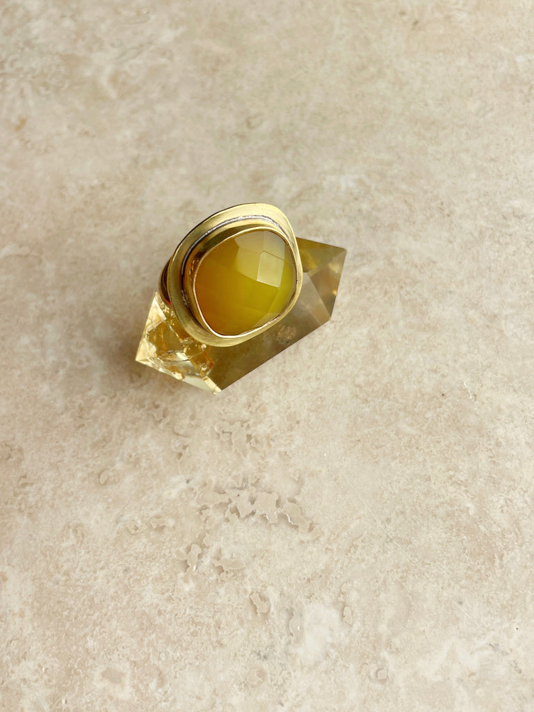 Yellow Quartz Brass Ring-Ring-Betina Roza