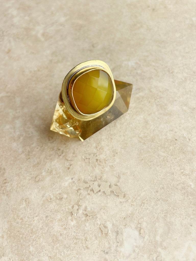 Yellow Quartz Brass Ring-Ring-Betina Roza