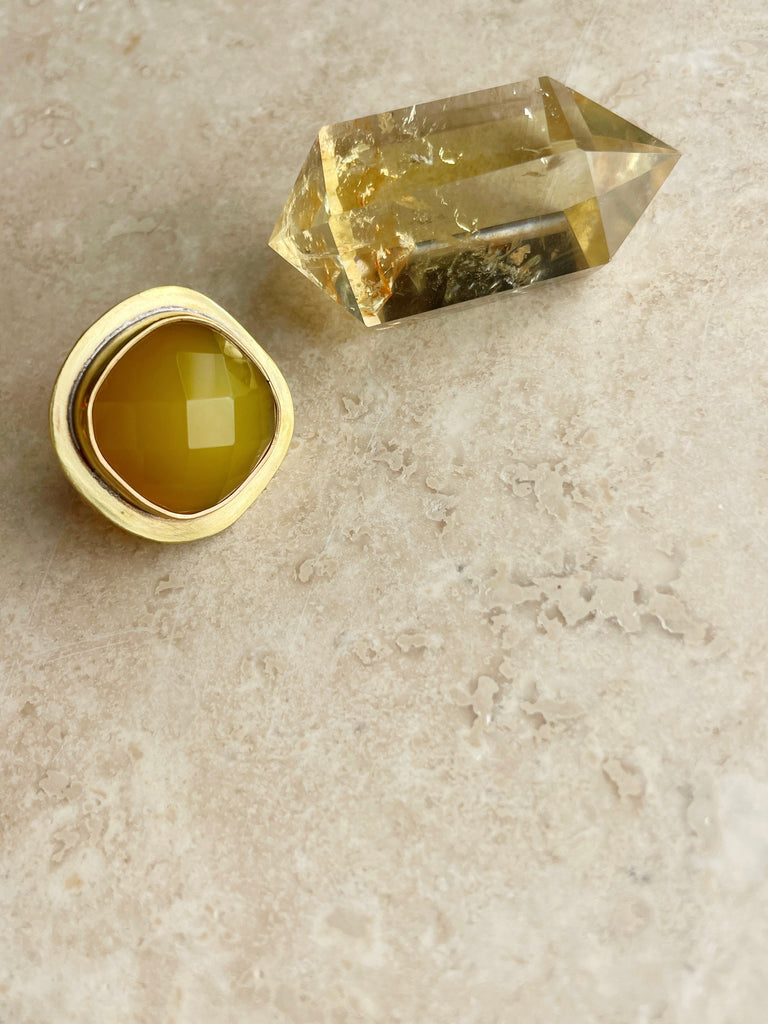 Yellow Quartz Brass Ring-Ring-Betina Roza