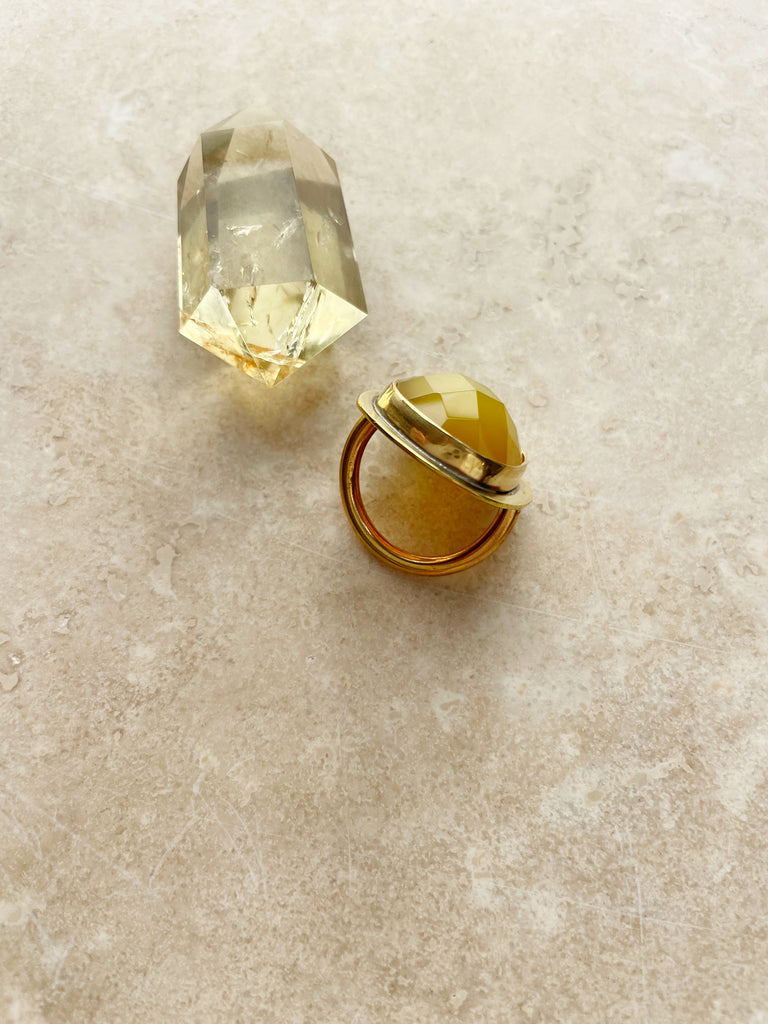 Yellow Quartz Brass Ring-Ring-Betina Roza