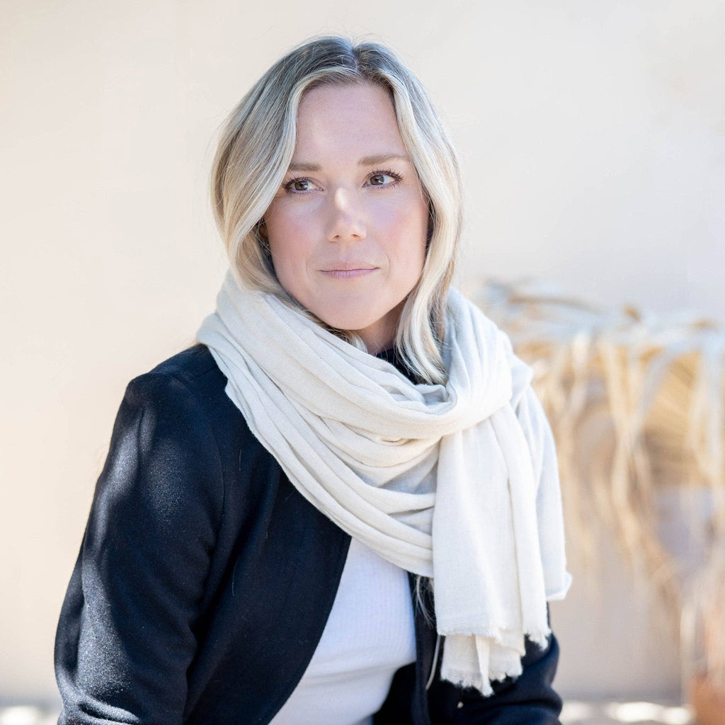 Sand 100% Cashmere Scarf-Betina Roza