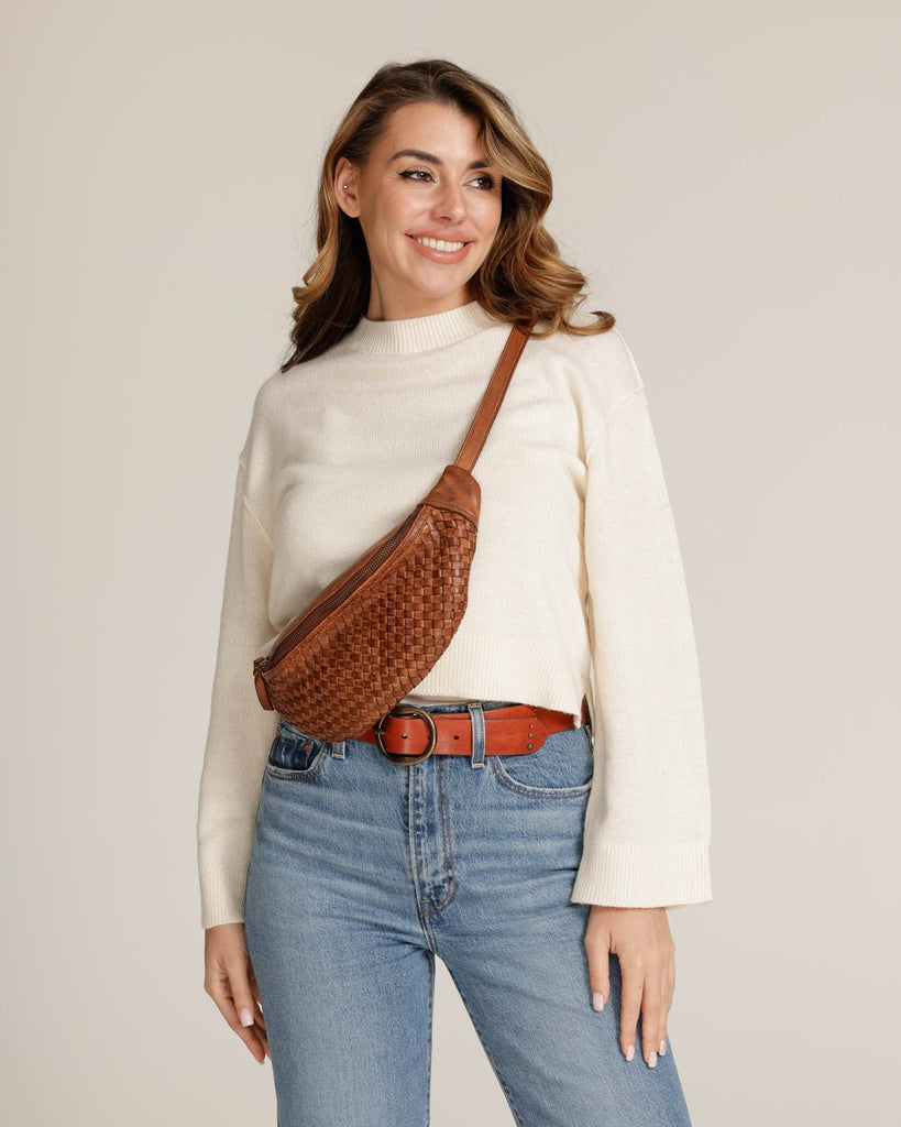 Hanna | Woven Leather Belt Bag-Betina Roza