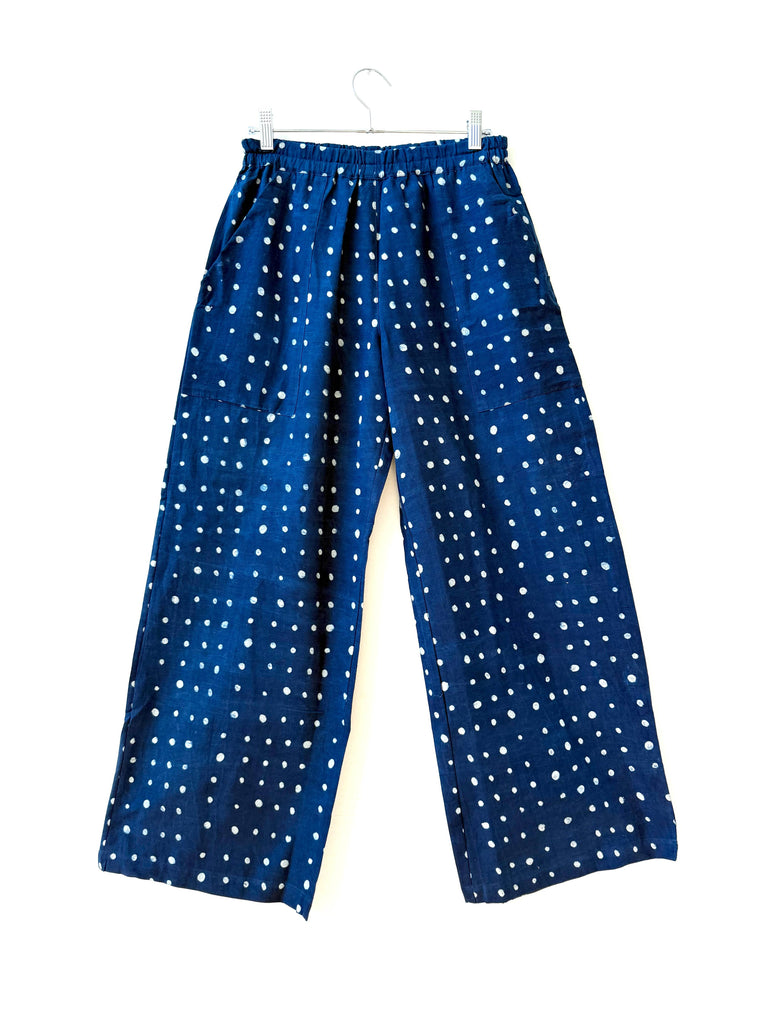 Omar Indigo Small Dots Pants-Betina Roza