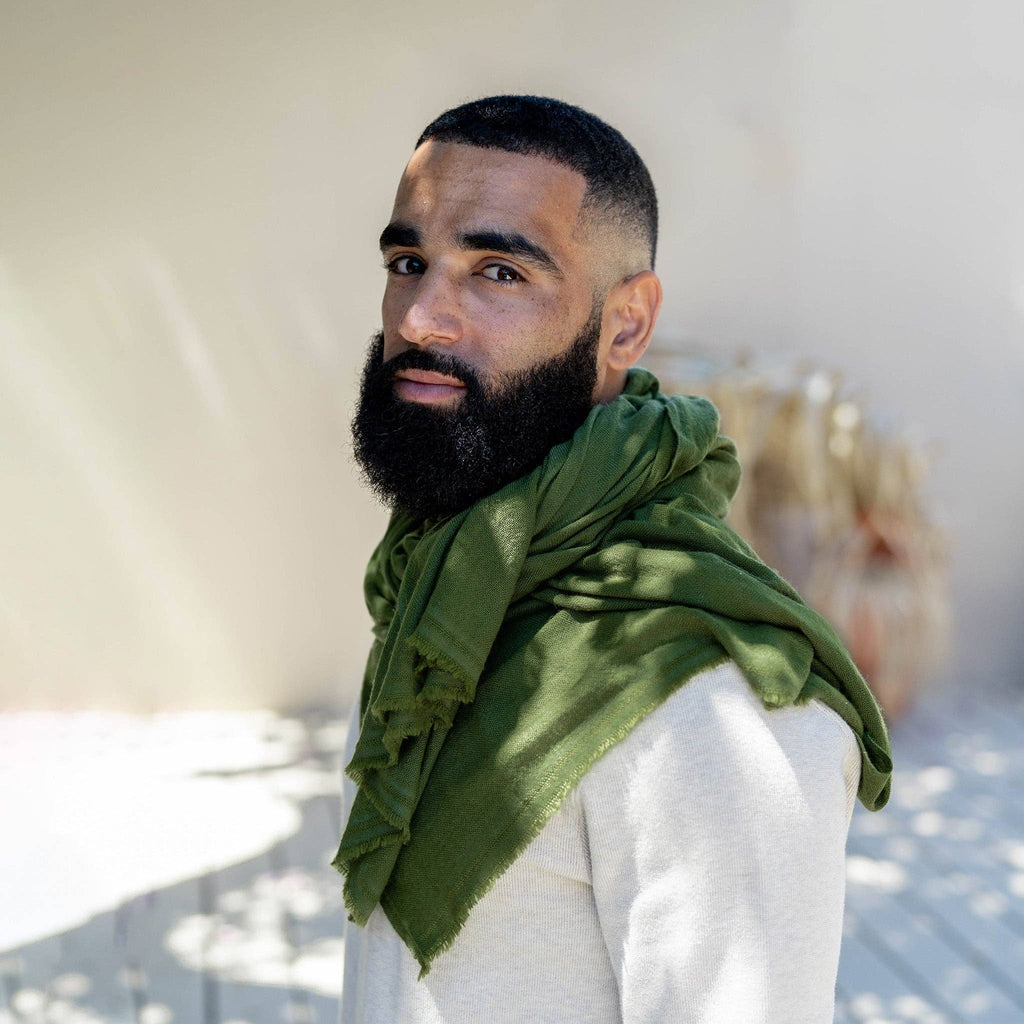 Fern Olive Green 100% Cashmere Scarf-Betina Roza