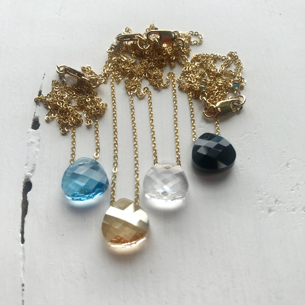 Teardrop Crystal Necklace- Ocean Blue-Necklace-Betina Roza