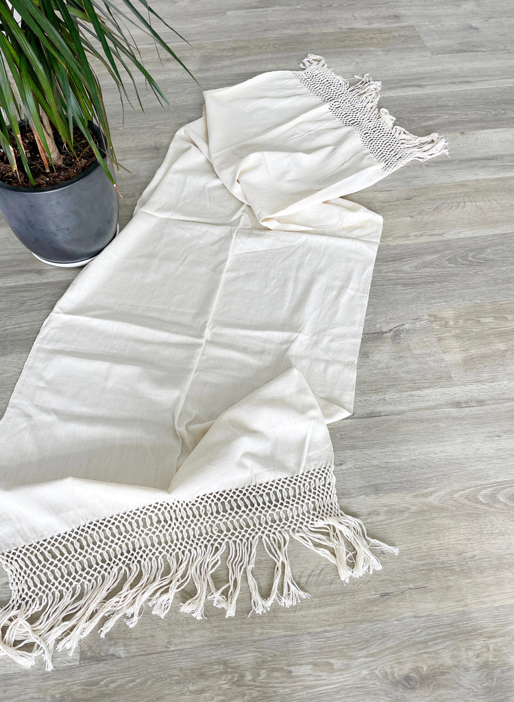 Natural Cotton Throw with Tassel Trim-Throw-Betina Roza