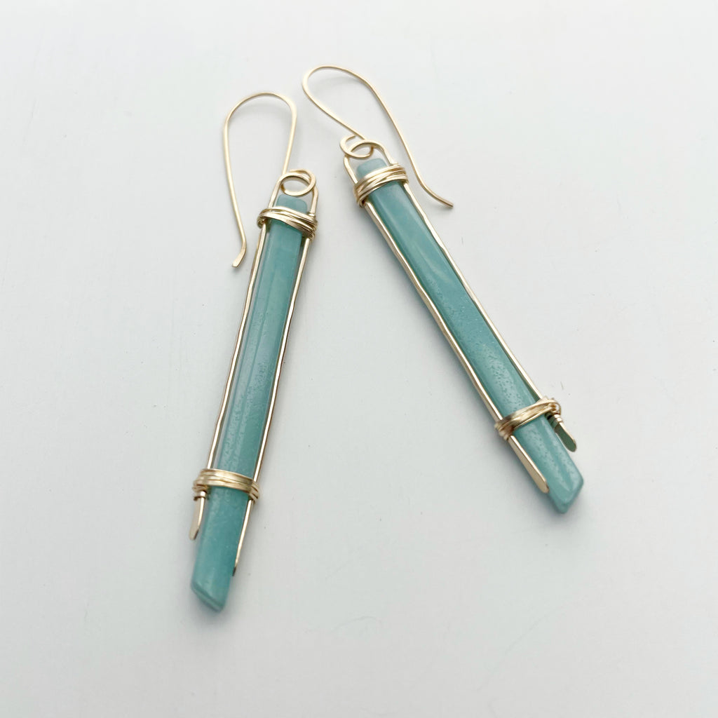 Amazonite Standing Stone Earrings-All Products-Betina Roza