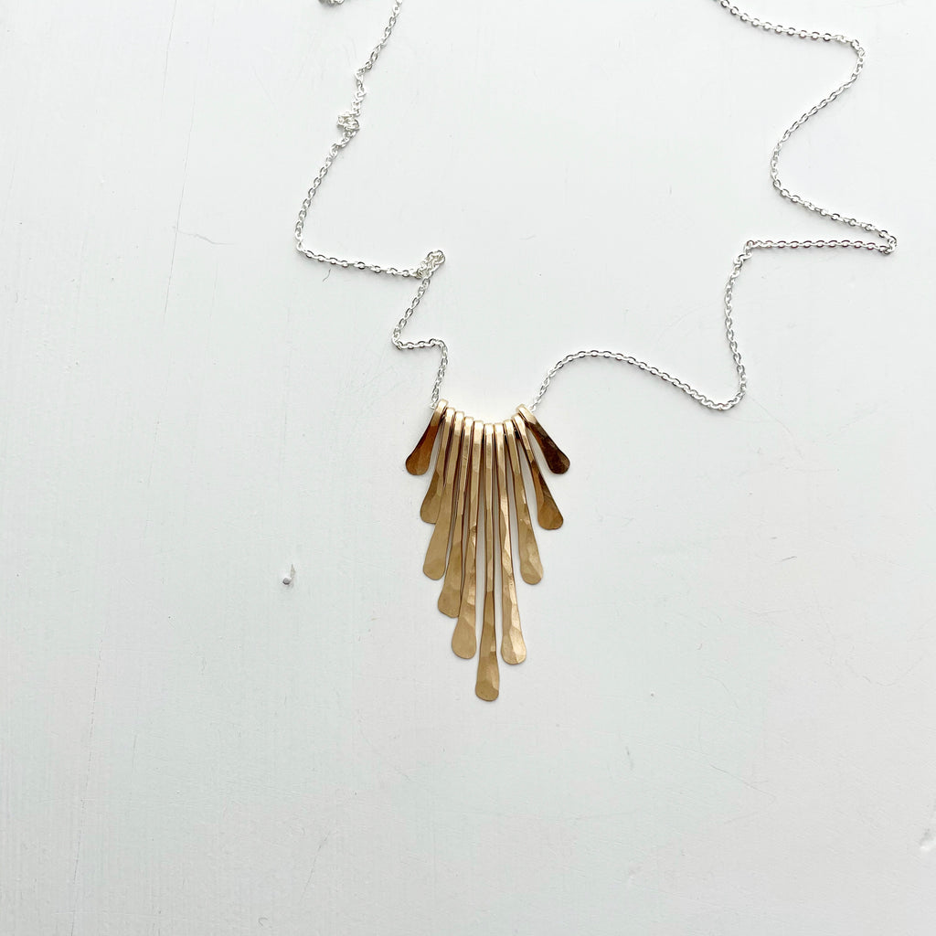 Cascada Hammered Fringe Necklace-Necklace-Betina Roza