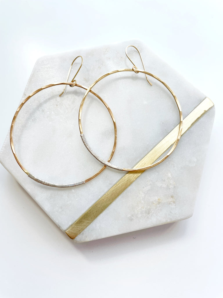 Simply Gold Hammered Hoop Earrings-Earrings-Betina Roza