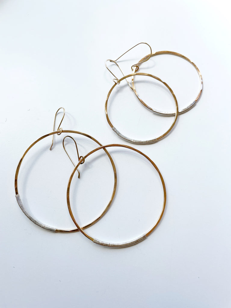 Simply Gold Hammered Hoop Earrings-Earrings-Betina Roza