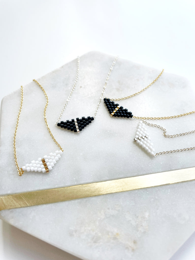 Banded Bead Triangle Necklace-Necklace-Betina Roza
