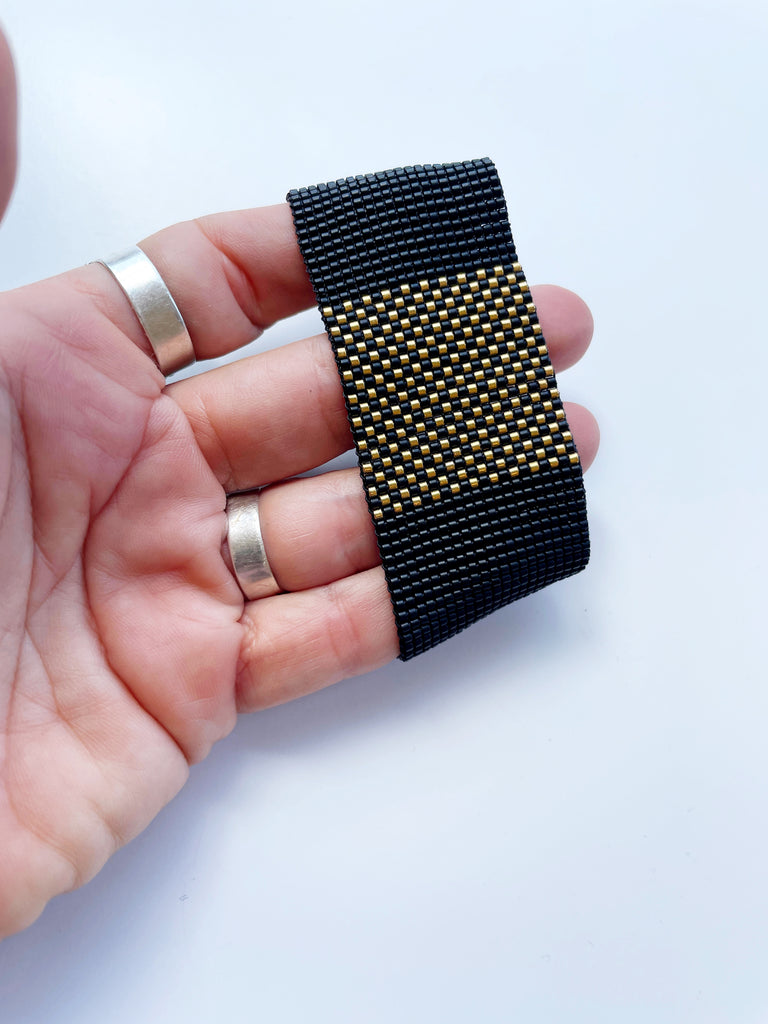 Gold Dust Woven Bead Cuff-Bracelet-Betina Roza