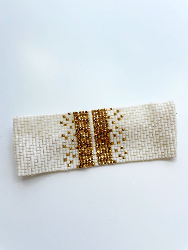 Gold Sparkle Woven Bead Cuff-Bracelet-Betina Roza