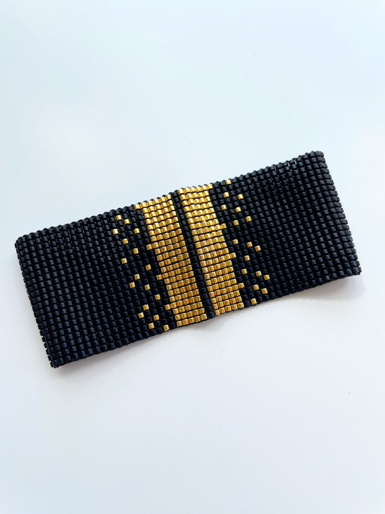 Gold Sparkle Woven Bead Cuff-Bracelet-Betina Roza