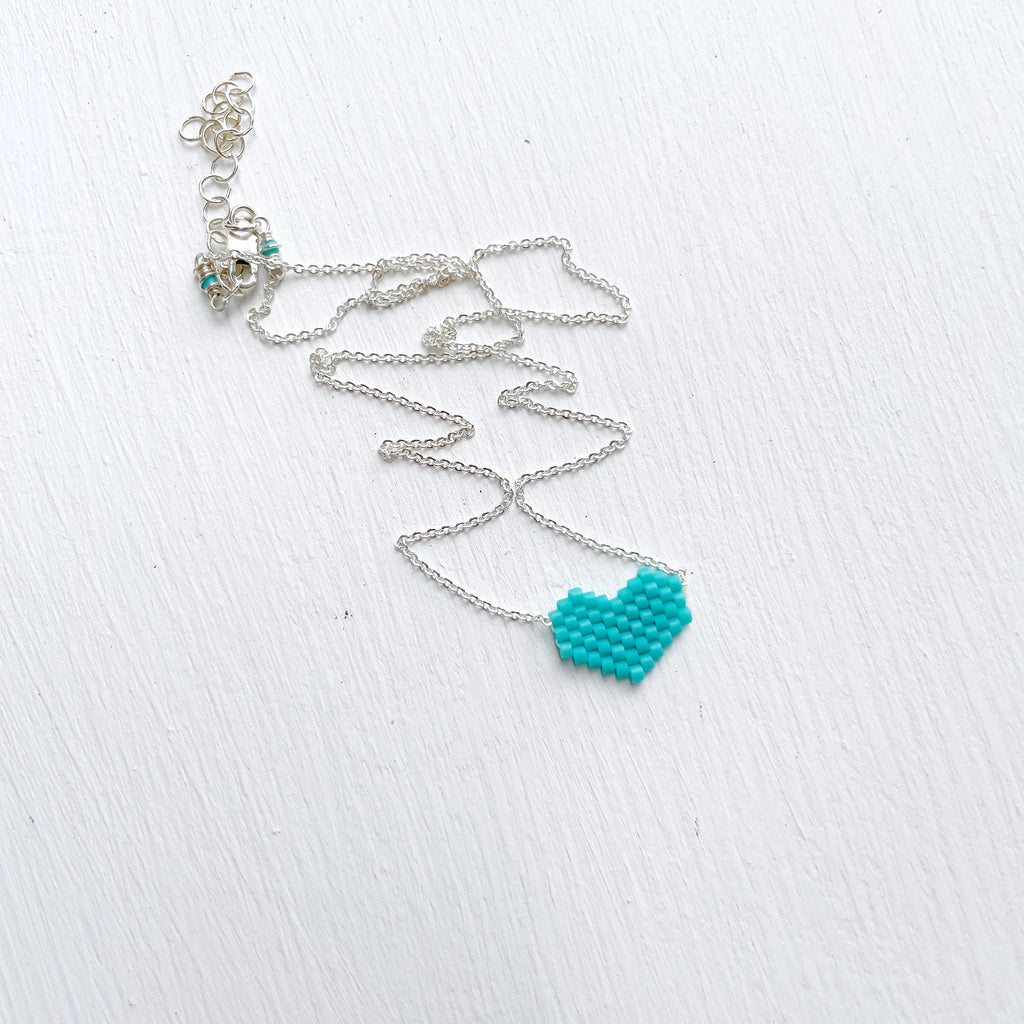 Classic Turquoise Corazon Beaded Heart Necklace-Necklace-Betina Roza