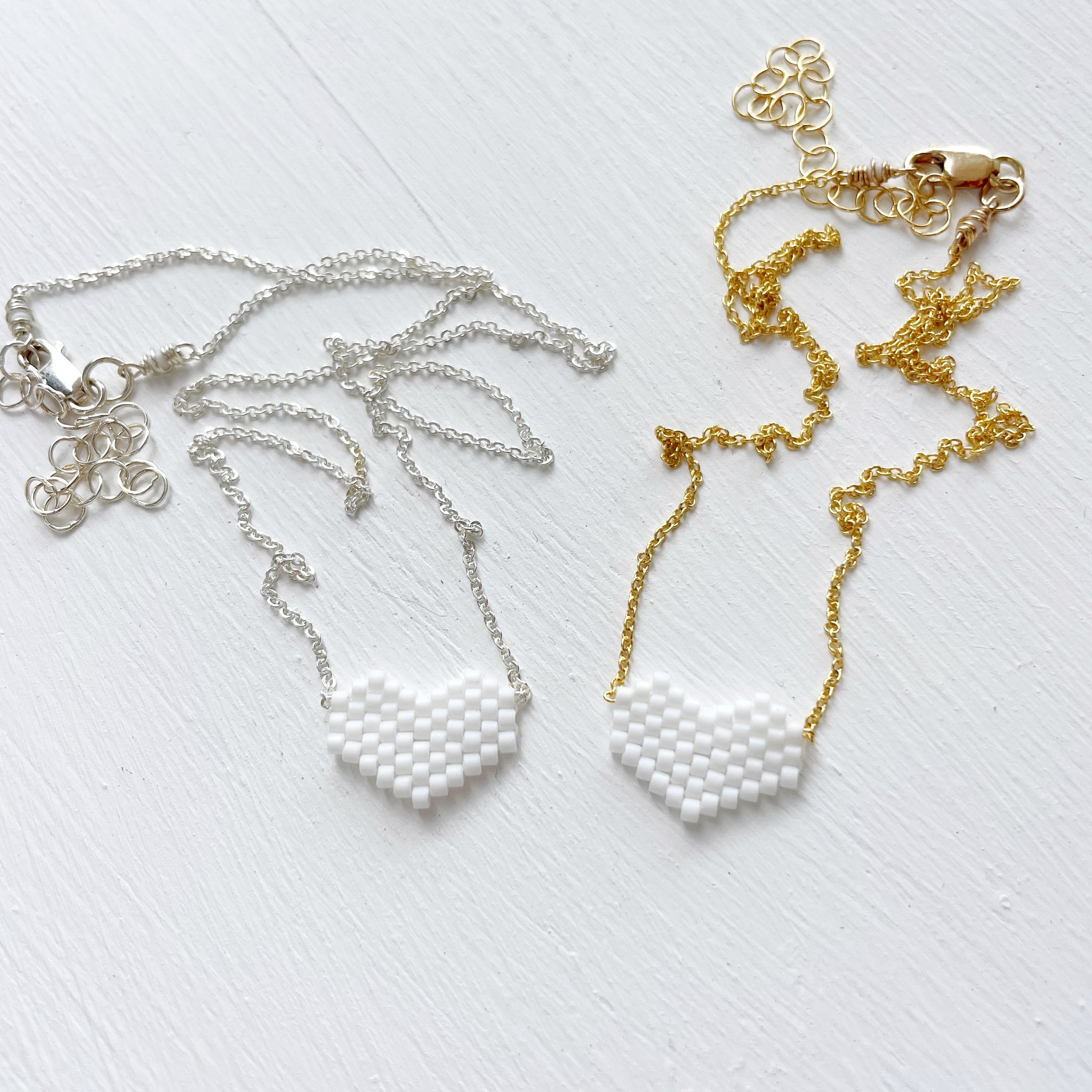 Classic Matte White Beaded Heart Necklace – Betina Roza